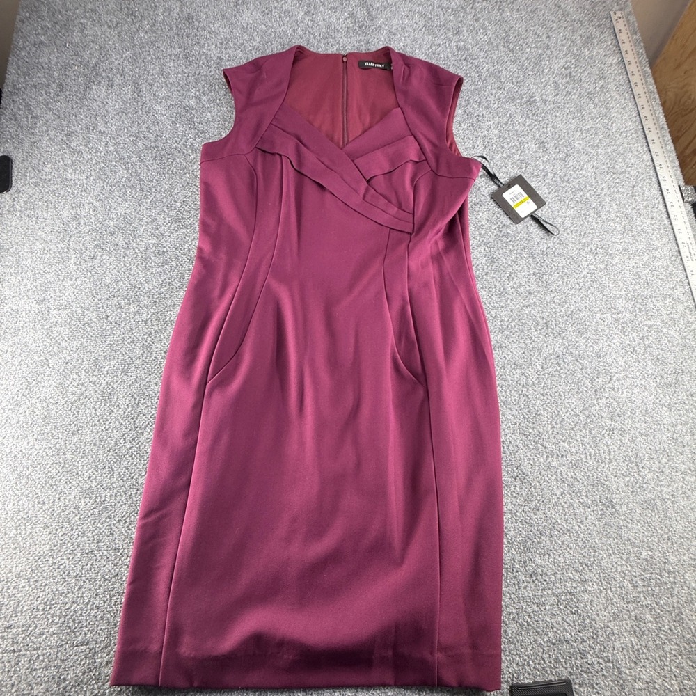 Ellen Tracy Womens Burgundy Sleeveless Surplice Sheath Dress EDJMB773 Size 14